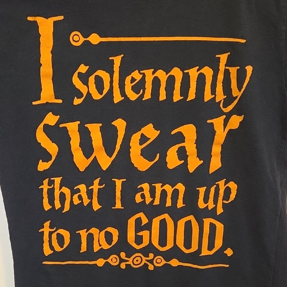 I Solemnly Swear That I Am Up To No Good Black Orange Harry Potter Tshirt - Picture 3 of 4